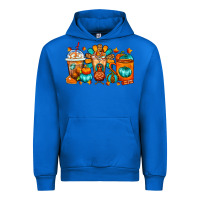 Cobalt Thanksgiving Coffee Cups Urban Hoodie - FaDigitalArtStudio