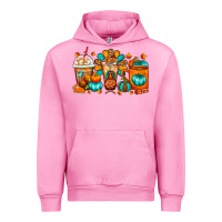 Fuchsia Pink Thanksgiving Coffee Cups Urban Hoodie - FaDigitalArtStudio