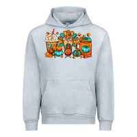 Heather Grey Thanksgiving Coffee Cups Urban Hoodie - FaDigitalArtStudio