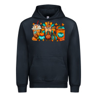 Navy Thanksgiving Coffee Cups Urban Hoodie - FaDigitalArtStudio