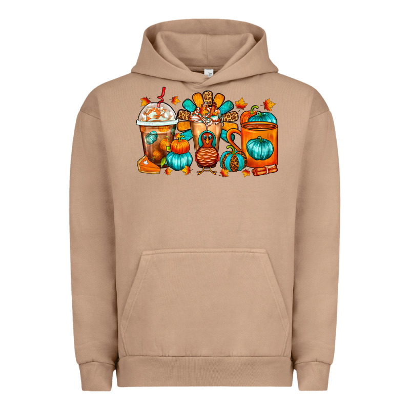 Thanksgiving Coffee Cups Urban Hoodie by FaDigitalArtStudio | Teevron