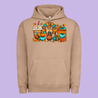 Thanksgiving Coffee Cups Urban Hoodie Designed By Fadigitalartstudio