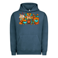 Pigment Midnight Navy Thanksgiving Coffee Cups Urban Hoodie - FaDigitalArtStudio