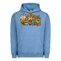 Pigment Pebble Blue Thanksgiving Coffee Cups Urban Hoodie - FaDigitalArtStudio