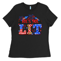 Black Let's get lit 4th of July Ladies Tee - Neo Western