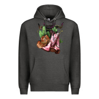 Charcoal Heather Cowgirl boots hat horns cactus Premium Hoodie - HowdyJamesFarm