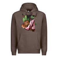 Coffee Cowgirl boots hat horns cactus Premium Hoodie - HowdyJamesFarm