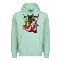 Seafoam Cowgirl boots hat horns cactus Premium Hoodie - HowdyJamesFarm
