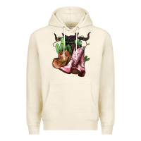 Tofu Cowgirl boots hat horns cactus Premium Hoodie - HowdyJamesFarm