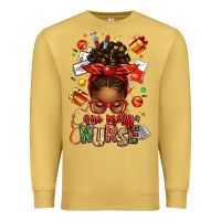 Antique Gold one merry nurse afro messy bun Premium Sweatshirt - texasbilliewilder