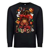 Black one merry nurse afro messy bun Premium Sweatshirt - texasbilliewilder