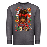 Charcoal Heather one merry nurse afro messy bun Premium Sweatshirt - texasbilliewilder