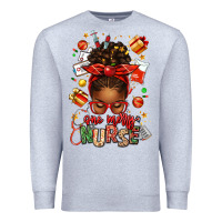 Heather Grey one merry nurse afro messy bun Premium Sweatshirt - texasbilliewilder