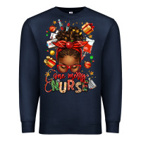 Navy one merry nurse afro messy bun Premium Sweatshirt - texasbilliewilder
