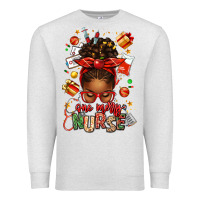 Oatmeal Heather one merry nurse afro messy bun Premium Sweatshirt - texasbilliewilder