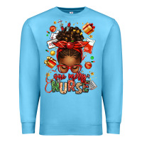 Ocean Blue one merry nurse afro messy bun Premium Sweatshirt - texasbilliewilder
