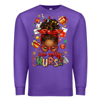 Purple one merry nurse afro messy bun Premium Sweatshirt - texasbilliewilder