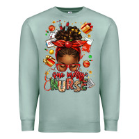 Seafoam one merry nurse afro messy bun Premium Sweatshirt - texasbilliewilder