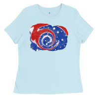 Baby Blue Patriotic tie dye background 4th of july Ladies Tee - CowGirlArtShop