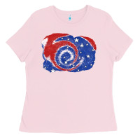 Bubblegum Pink Patriotic tie dye background 4th of july Ladies Tee - CowGirlArtShop