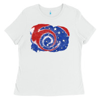 White Patriotic tie dye background 4th of july Ladies Tee - CowGirlArtShop