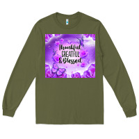 Army Green thankful greatful blessed Long Sleeve Tee - NancyCooperArtShop