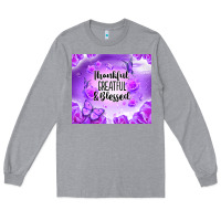 Heather Grey thankful greatful blessed Long Sleeve Tee - NancyCooperArtShop