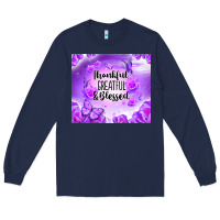Navy thankful greatful blessed Long Sleeve Tee - NancyCooperArtShop