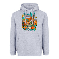 Heather Grey Thankful Blessed Heavyweight Hoodie - texasbilliewilder