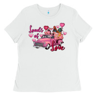 White loads of love valentine's day farm truck Ladies Tee - FaDigitalArtStudio