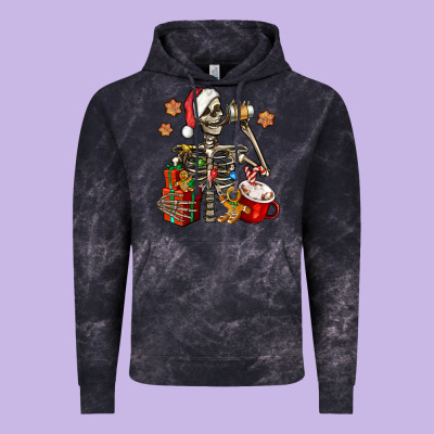Christmas Skeleton Coffee Vintage Hoodie Designed By Jasminsmagicworld
