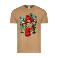 Vintage Camel Red Christmas long haired Cow Vintage Tee - NancyCooperArtShop