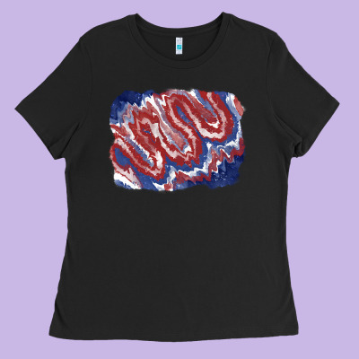 Patriotic Tie Dye Background Ladies Tee Designed By Cowgirlartshop