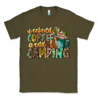 Army Green Weekends Coffee And Camping Classic Tee - CowhideDigitalArt