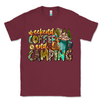 Burgundy Weekends Coffee And Camping Classic Tee - CowhideDigitalArt