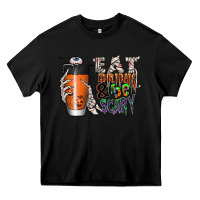 Black Eat drink be scary Heavy Core Tee - CowhideDigitalArt