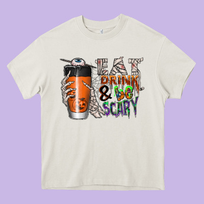 Eat Drink Be Scary Heavy Core Tee Designed By Cowhidedigitalart