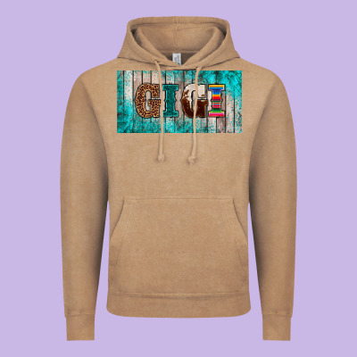 Western Turquoise Gigi License Plate Vintage Hoodie Designed By Barkaloodesign