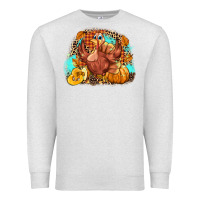 Oatmeal Heather Turkey pumpkins Premium Sweatshirt - NancyCooperArtShop
