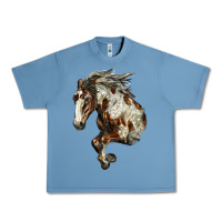 Pebble Blue Mustang Horse Urban Heavy Tee - LillyAllenDesigns
