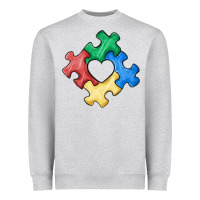 Heather Grey autism puzzle Heavyweight Sweatshirt - MaliasSmallBusiness