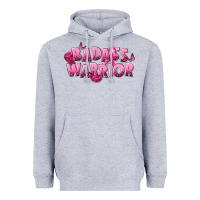 Heather Grey Badass warrior Breast Cancer Heavyweight Hoodie - NancyCooperArtShop