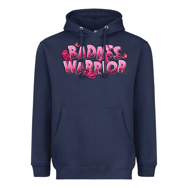 Badass Warrior Breast Cancer Heavyweight Hoodie by NancyCooperArtShop | Teevron
