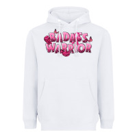 White Badass warrior Breast Cancer Heavyweight Hoodie - NancyCooperArtShop