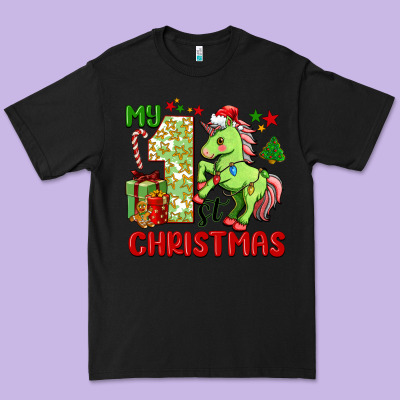 My First Christmas Unicorn Premium Tee Designed By Fadigitalartstudio