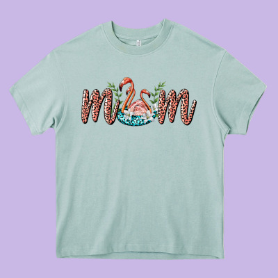 Mom Flamingo Heavy Core Tee Designed By Barkaloodesign