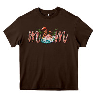 Chocolate Brown mom flamingo Heavy Core Tee - BarkalooDesign