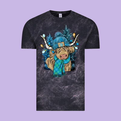 Winter Long Haired Cow Vintage Tee Designed By Nancycooperartshop