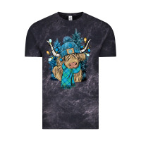 Cloud Black Winter long haired Cow Vintage Tee - NancyCooperArtShop