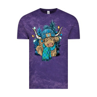 Cloud Purple Winter long haired Cow Vintage Tee - NancyCooperArtShop